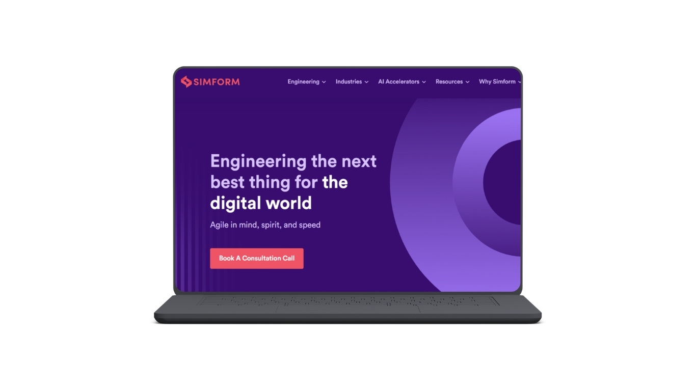 Simform — healthcare software development company homepage